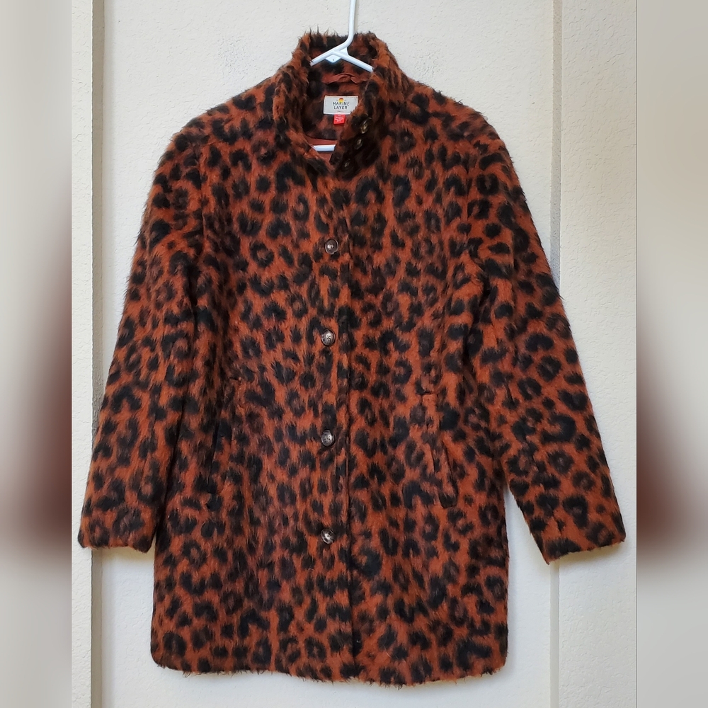 Marine Layer Faux Fur Wool Blend Coat.  Size Small